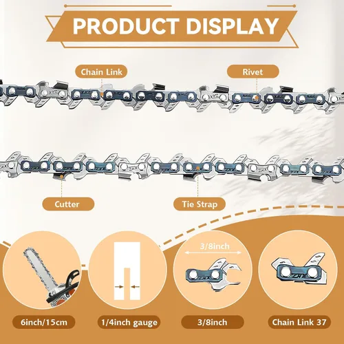 Miniatura 3 de 12 cadenas de repuesto para motosierra eléctrica portátil inalámbrica, de 6 pulgadas, cadena de sierra guía para mini motosierras para cortar ramas