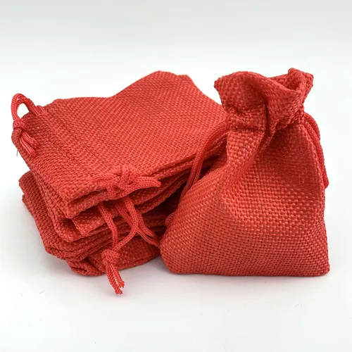 Miniatura 62 de Palmhomee Paquete de 20 bolsas de regalo de arpillera con cordón, bolsas de joyería de lino, bolsas de yute de boda para joyas y bolsas