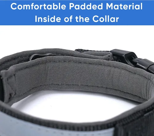 Miniatura 5 de Pawtitas Cuello ajustable reflectante para perro, Collar para perro acolchado, Negro