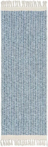 Miniatura 9 de Lahome Belle - Alfombras bohemias de cocina de 2 x 6, alfombra ligera de algodón tejido de algodón con borlas, alfombra azul lavable de granja