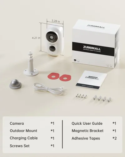 Miniatura 8 de ZUMIMALL Cámaras de seguridad inalámbricas para exteriores con soporte magnético, instalación sin taladro, cámaras alimentadas por batería 2K