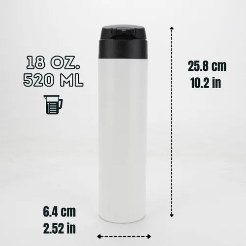 Miniatura 6 de Ozizo Taza de viaje aislada de acero inoxidable de 18 onzas con bola mezcladora, tapa de botón, boquilla de vertido, a prueba de derrames y fugas