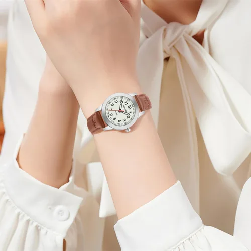 Miniatura 2 de Reloj analógico de cuarzo para mujer, mini reloj de vestir para mujer, esfera de fácil lectura, 3ATM, resistente al agua, correa de cuero, correa