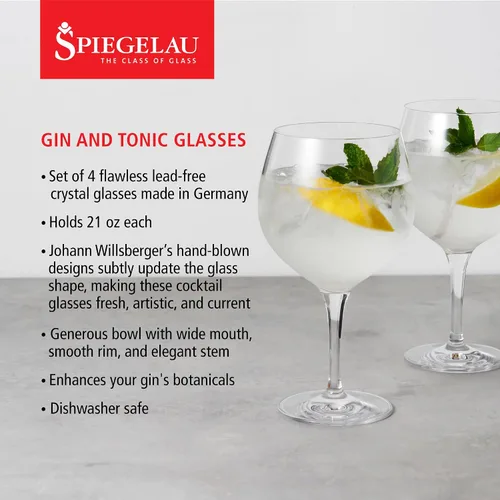 Miniatura 2 de Spiegelau Juego de 4 vasos de ginebra y tónico, vasos de cóctel con globo de cristal para bebidas de ginebra, spritzers y cócteles sin alcohol