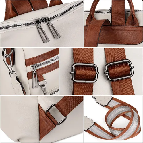 Miniatura 4 de UTO Mochila de cuero vegano para mujer, diseño de moda, convertible con borla, para viajes, con borla