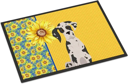 Miniatura 112 de Caroline's Treasures WDK5313MAT Airedale Terrier - Tapete para puerta delantera de 18 x 27 pulgadas, diseño de girasoles de verano, para entrada
