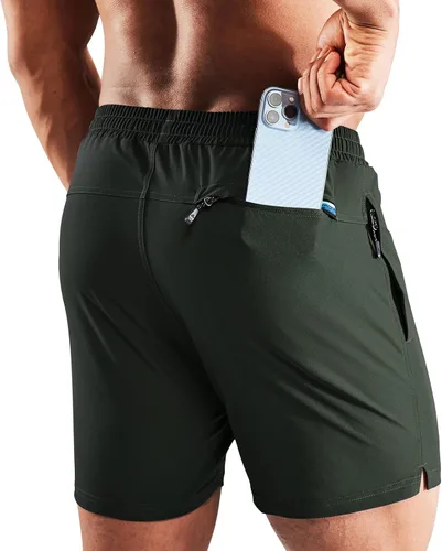 Haimont Pantalones cortos de nailon de secado rápido para hombre con bolsillos con cremallera, ligeros, resistentes al agua, para exteriores