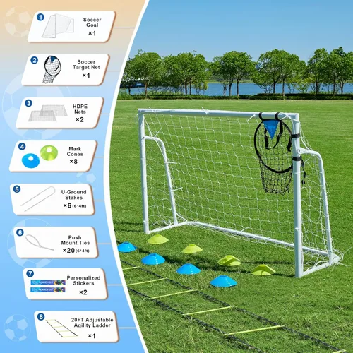 Miniatura 3 de Porterías de fútbol para patio trasero, portería de fútbol de 12x6 pies, grande 10x6.5 pies, 8x6 pies, 6x4 pies, porterías de fútbol para jóvenes