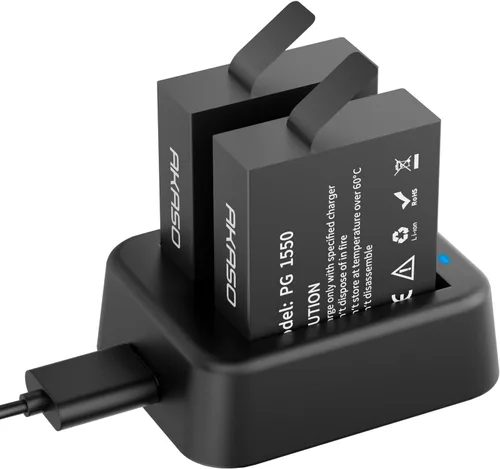 Miniatura 2 de AKASO Brave 8 y Brave 8 Lite 2X 1550mAh Batería recargable de cámara de acción con cargador dual USB