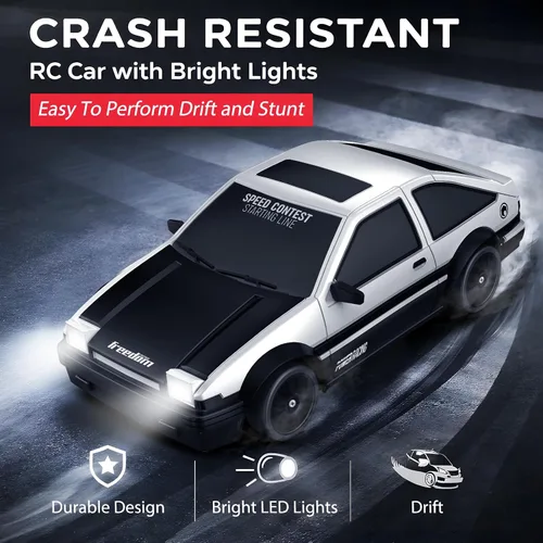 Miniatura 5 de Auto de control remoto RC Drift Car 2.4GHz escala 1:24 4WD 15KM/H Modelo de vehículo de alta velocidad con luces LED Neumático de Derrape Coche