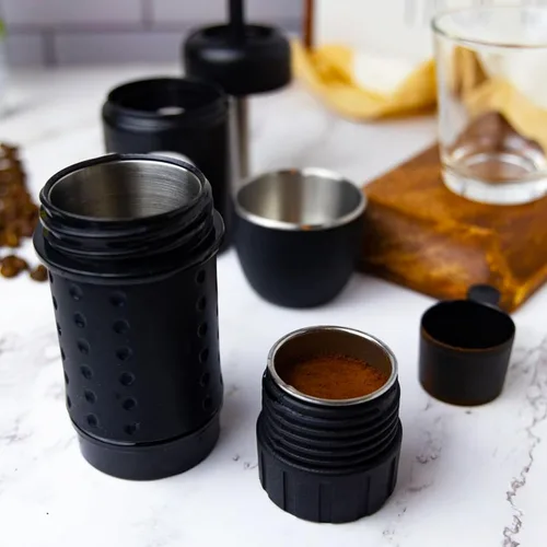 Miniatura 5 de STARESSO Cafetera de viaje, mini cafetera de café expreso portátil, máquina de espresso manual extra pequeña 2 en 1 compatible con cápsulas NS