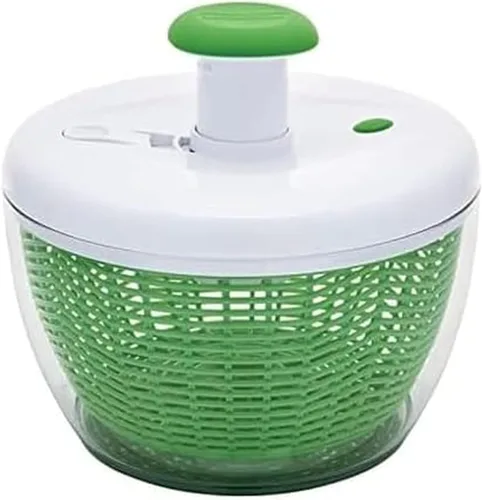 Farberware Escurridor de ensalada fácil de usar con bomba pro, tazón, colador y sistema de drenaje incorporado para ensalada y productos frescos,