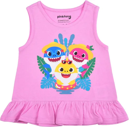 Miniatura 13 de Nickelodeon Baby Shark - Conjunto de camiseta, camiseta sin mangas y pantalones cortos para bebés y niños pequeños, rosa, azul o multicolor