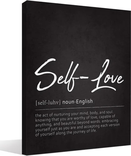 BIWSHA Self Love Definition - Lienzo decorativo para pared, diseño de psicología, 11 x 14 pulgadas, diseño de psicología, para el cuidado de la Negro