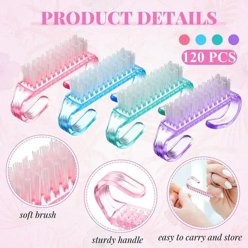 Miniatura 4 de Patelai - Cepillos de uñas a granel para limpieza de mango de uñas, cepillo de uñas colorido a granel para uñas de manos y pies, cepillos