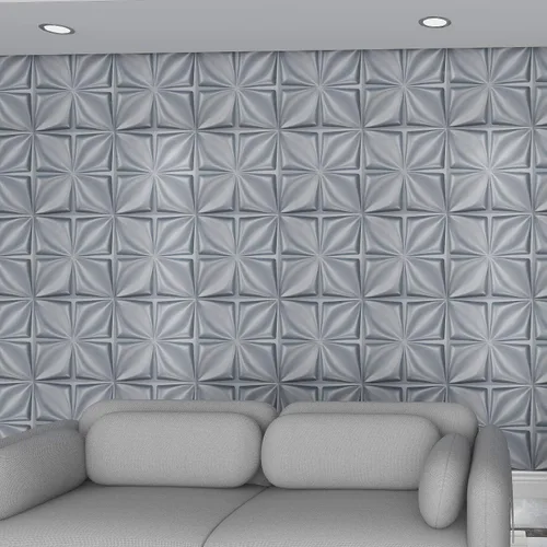 Miniatura 2 de Art3d Panel de pared 3D gris mate plateado PVC, diseño de flores, cubre hasta 3 metros cuadrados, para decoración de paredes interiores en salón