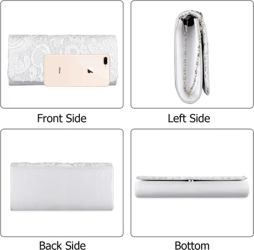 Miniatura 3 de Bolsos de mano para mujer, bolso de mano floral de encaje para boda, bolso de noche