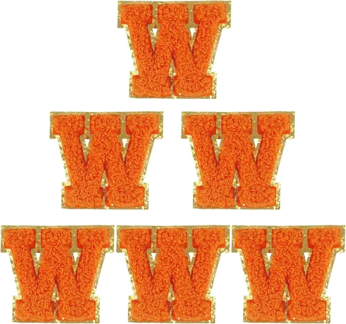 Miniatura 64 de 6 piezas de parches de letras de chenilla autoadhesivas, parches de letras preppy de 2 pulgadas para bolsos, ropa y sombreros, grandes pegatinas