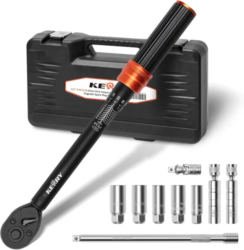 Miniatura 12 de Llave dinamométrica de clic de 1/4 pulgada Kerry, 20-240 pulgadas-libras/2.3-27.1 Nm, ±3% de alta precisión, escalas de doble rango, claramente