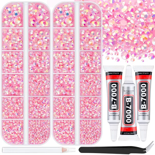 Miniatura 37 de 12000 diamantes de imitación de resina para decorar con brillantes con 3 piezas de pegamento para joyería B7000, 2 cajas de diamantes de imitación