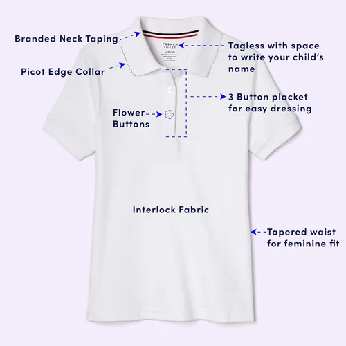 Miniatura 3 de French Toast - Camisa de uniforme escolar de manga corta con cuello picot para niña (estándar y plus)