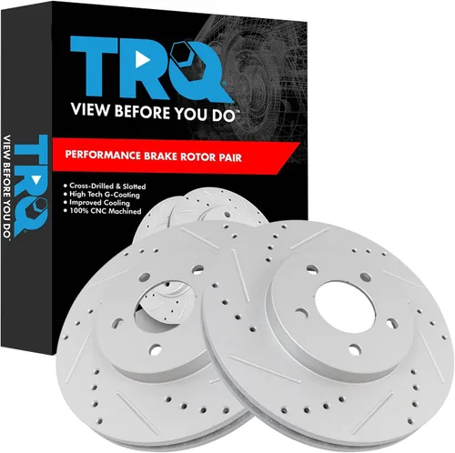 Miniatura 77 de TRQ Juego de rotores de freno de rendimiento trasero con revestimiento G premium compatible con Mazda 6 2014-2021