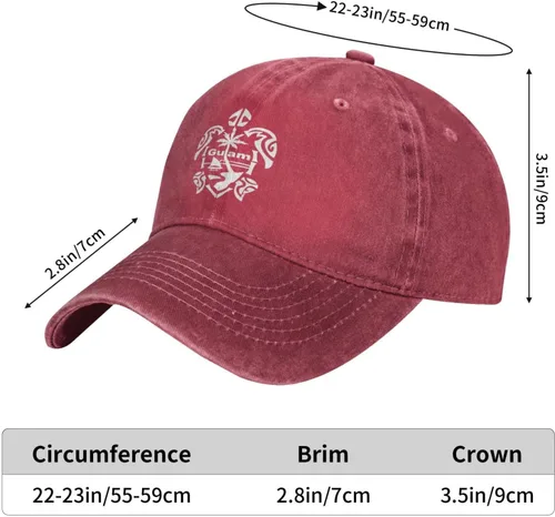 Miniatura 4 de Guam - Gorra de béisbol de algodón lavado con diseño de tortuga, color negro, unisex, ajustable Rojo