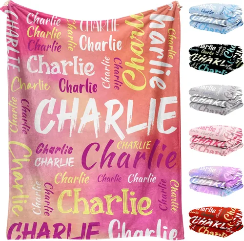Miniatura 13 de Manta de nombre personalizada para adultos y niños, manta de nombre personalizada – 9 colores, 7 tamaños, manta de franela gruesa, manta de nombre