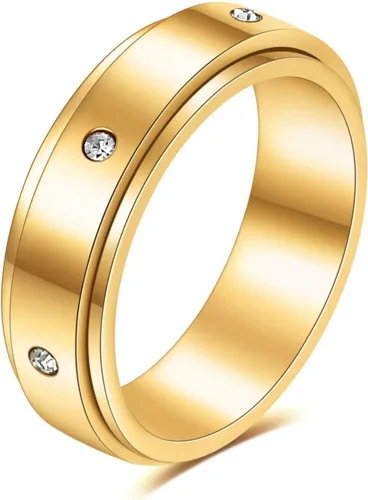 MYNENEY Anillo para ansiedad con circonita cúbica para aliviar el estrés para mujeres, alianza de compromiso de boda para mujeres y hombres, talla