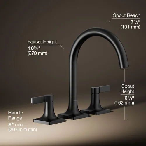 Miniatura 3 de KOHLER K-T28131-4-BL Venza - Moldura de grifo de baño para montaje en cubierta, dos asas, material duradero de alta calidad, resistente a