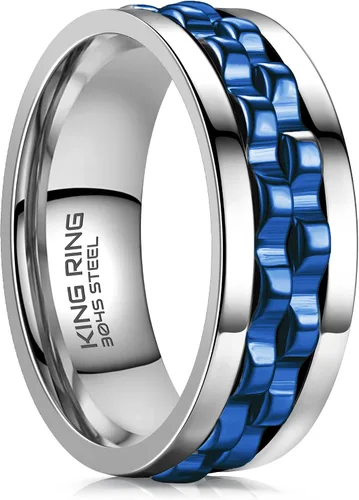 Miniatura 17 de King Ring Anillos giratorios de engranajes de 0.315 pulgadas – Anillos para ansiedad ultra pulidos para hombres y mujeres – Diseñado en Estados