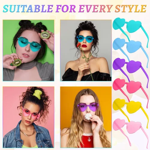 Miniatura 5 de RTBOFY 2 Pack Heart Sunglasses, Heart Shaped Sunglasses with Transparent Candy Color for Party Favor