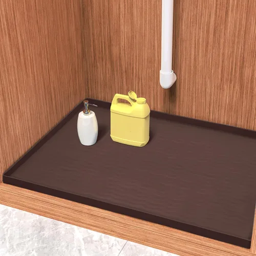 Miniatura 111 de URMONA Tapete de silicona impermeable para debajo del fregadero, 34 x 22 pulgadas, forro para estante de cocina y baño, protector de gabinetes