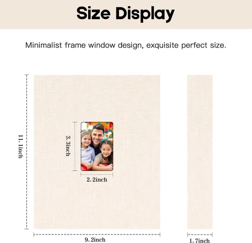 Miniatura 4 de Álbum de fotos de 3.5 x 5, álbum de fotos de 3.5 x 5 con capacidad para 256 fotos, cubierta de lino con ventana frontal, álbumes de fotos de 3 x 5