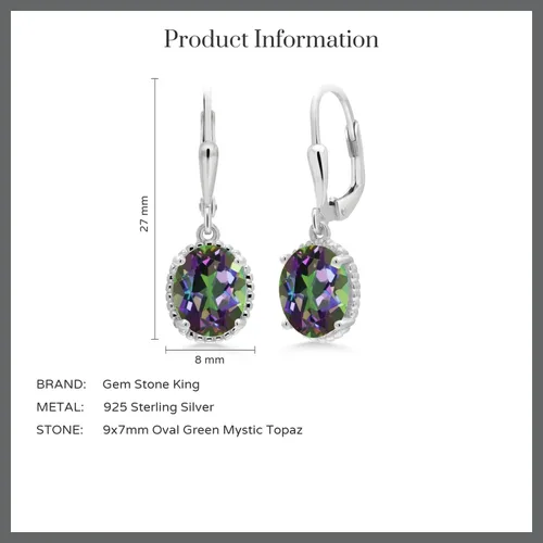 Miniatura 112 de Gem Stone King Aretes colgantes de gota para mujer, plata de ley 925, piedra natal ovalada de 0.354 x 0.276 in, joyería fina, regalos para ella