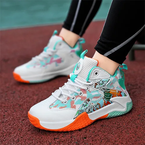 Miniatura 5 de SANEARDE Zapatos de baloncesto para niños, tenis de voleibol ligeros, cómodos, antideslizantes