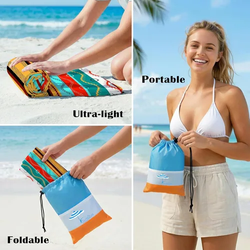 Miniatura 38 de Famstar Beach Blanket Oversized Extra Large 78"X81"/10'X9',Waterproof Sandproof Beach Blanket 2-8 Adults Lightweight Durable for Travel Camping
