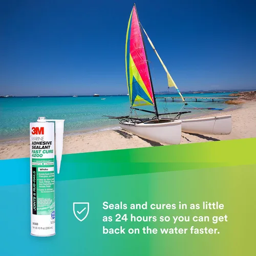 Miniatura 3 de 3M Sellador adhesivo marino de curado rápido 4200 (06560) - Sellador adhesivo flexible semipermanente para barcos y vehículos recreativos - Blanco