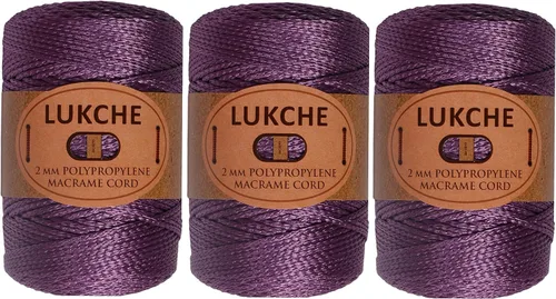 Miniatura 20 de Cordón de macramé de poliéster de 0.059-0.079 in, 3 madejas (3 x 153 yardas), cuerda de macramé 100% polipropileno de alta calidad, bolsa de macramé