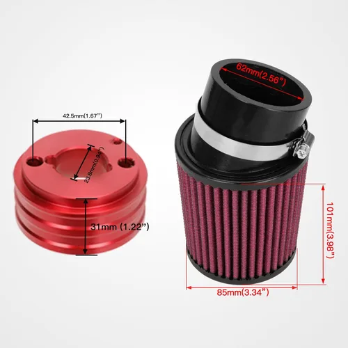 Miniatura 3 de FVRITO - Kit de adaptador de filtro de aire mejorado para Predator 212cc 196cc Coleman CT200U BT200X KT196 6.5Hp Motor Clon Mini Bike Go Kart Piezas