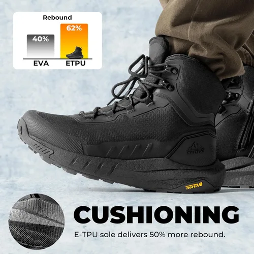 Miniatura 3 de NORTIV 8 Suela acolchada táctica ligera para hombre, para el trabajo, todo el día, cremallera lateral, motocicleta, combate, militar, bota