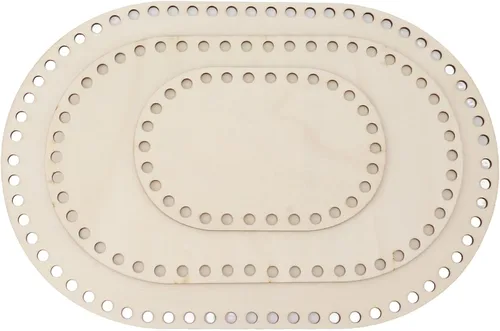Miniatura 3 de Zerodis Base de cesta de madera, 3 piezas ovaladas de base de madera moldeadora redonda para tejer, suministros de ganchillo para hacer manualidades
