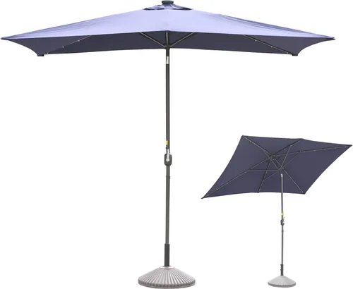 Miniatura 9 de Clihome Sombrilla rectangular de 10 x 6 pies 5 pies con luz LED, sombrilla para exteriores, sombrilla de mesa de mercado con botón de inclinación
