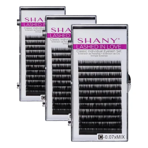 Miniatura 7 de SHANY Lashed in Love - Juego de pestañas individuales clásicas - Extensiones de pestañas individuales 3D voluminosas y sin peso 0.003 in - NEGRO