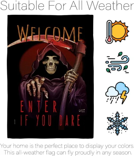 Miniatura 6 de Bandera Enter If You Dare House – Juego de bandera para otoño, Halloween, bruja, truco o trato, noche espeluznante, gato negro, temporada