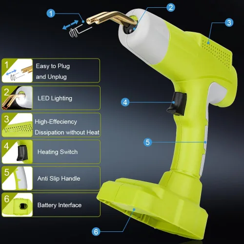 Miniatura 3 de Choerinton Pistola soldadora de plástico inalámbrica compatible con batería Ryobi de 18 V Max con 600 grapas calientes kit de soldadura de plástico