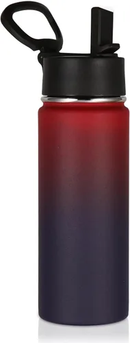 Miniatura 26 de Volhoply Paquete a Granel de 8 Botellas de Agua Aisladas de 18 Onzas, Botellas de Agua de Acero Inoxidable para Niños con Tapa con Pajita, Botella