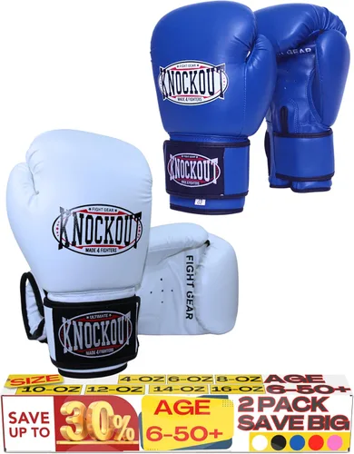 Miniatura 7 de Juego de 2 pares de guantes de boxeo para adultos con sensación premium para entrenamiento de gimnasio en casa y competición, lo mejor