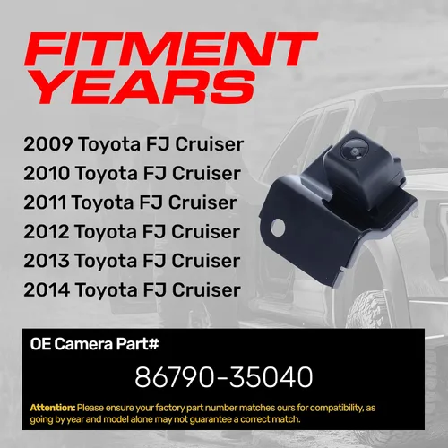 Miniatura 2 de Master Tailgaters Repuesto para Toyota FJ Cruiser (2009-2014) Cámara de respaldo OE Parte # 86790-35040
