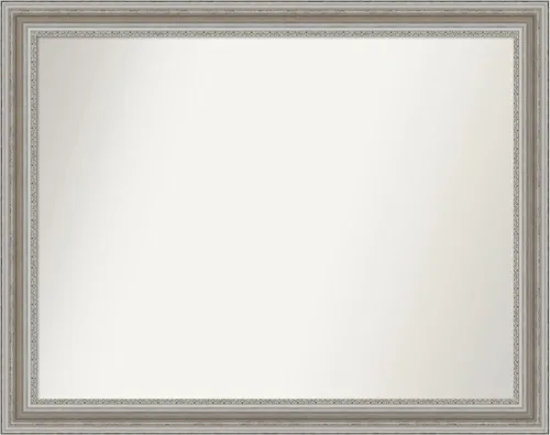 Miniatura 300 de Amanti Art Espejo de baño plateado para sobre el fregadero, 26 x 26 pulgadas, espejo cuadrado de plata antigua, marco de madera tradicional mediano